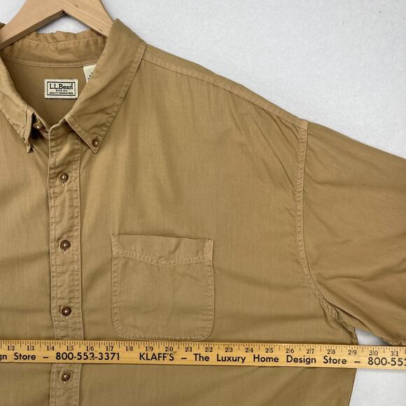 LL BEAN Shirt Mens 2XLT Tall Brushed Twill Button Up Long Sleeve Cotton Khaki - Picture 12 of 14